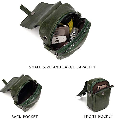 myfriday Vintage Crossbody Phone Bag for Women, Small PU Leather Shoulder Purse and Handbag - color: A-04-green