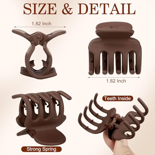Sisiaipu 12Pcs Hair Clips for Women 1.8 Inch Small Claw Clips for Thin Hair Medium Hair Claw Clips for Thick Hair Accessories for Women Girls (Brown) - color: Brown