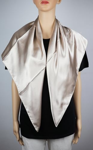 vabovin Satin Head Scarf for Women Solid Color, 35×35 in | Silk Feel Neckerchief, Hair Scarf, Fashion Bandana, Headscarf, Headband, Hair Wrap Sleeping, Daily Fashion Styling - color: 240 Beige