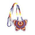 Handmade Native American Style Tribal ethnic Seed Bead Beaded Layered Medallion Necklace #1 - color: Brownish Red Butterfly