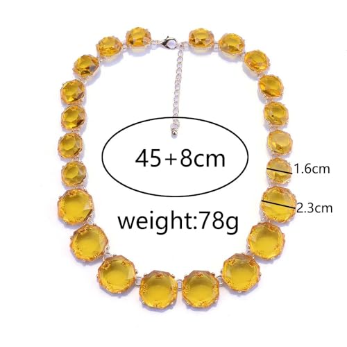 925 Sterling Silver Bib Necklace Transparent Polygon Resin Choker, Indian Ethnic Large Collar Big Bib Necklace, Black Chunky Rhinestone For Women Mrs Jewelry, Emerald Statement Colorful Beaded - color: bib necklace blue