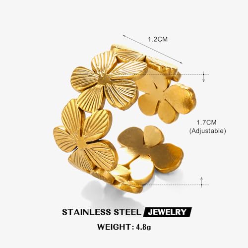 Thumb Rings for Women Chunky Gold Rings for Women Non Tarnish Stainless Steel Adjustable Rings Thumb Silver Ring Wave Curve Ring Dainty Unique Rings - style: 2 - G