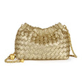 Joryin Woven Women's Crossbody Bag & Evening Purse, Trendy Dumpling Clutch & Hobo Cloud Shoulder Bag Trendy Dumpling Clutch - color: Woven Leather-champagne Gold
