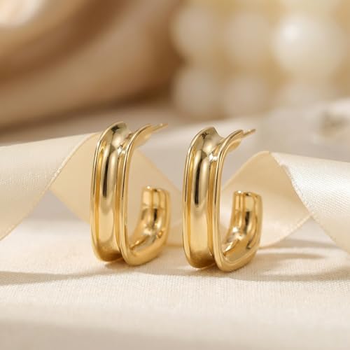 4 Pair Small Gold Hoop Earrings for Women Sensitive Ears - Hypoallergenic 14k Real Gold Plated Hoops Zirconia Cartilage Huggie Earrings Set Helix Piercing Earring Gold Jewelry for Women Gift - color: 1944 Hoop Gold