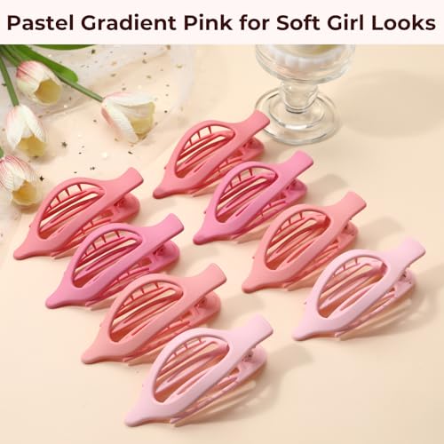 8 Pack Pastel Flat Hair Clips for Girls – Cute Matte Claw Clips in Pink, Blue, Green, Purple, Soft Color Aesthetic Hair Accessories, Non-Slip Barrettes Gift for Teen or Preppy Style - color: Colorful