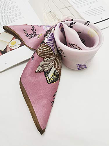 FONYVE 100% Mulberry Silk Scarfs for Women-Lightweight Square Satin Head Scarf-Small Silk Hair Scarf for Sleeping 21"x21" - color: 01 Flower Red