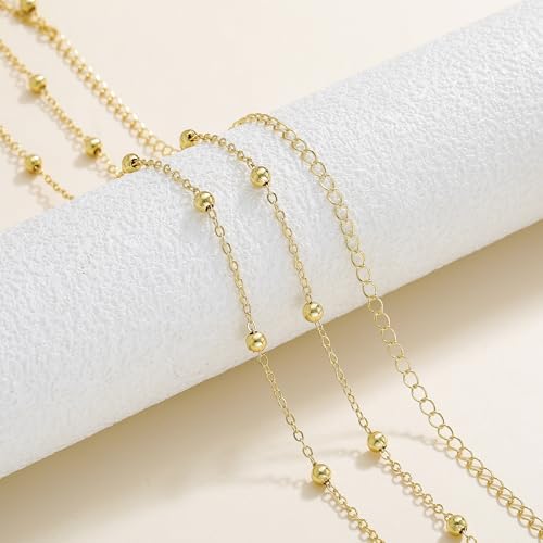 Waist Chain Belt for Women - 14K Gold Plated/Silver Layered Belly Chains for Women Sexy Bikini Beads Gold Jewelry Accessories Body Chain Gifts - color: Waist Chain-Beaded-Gold