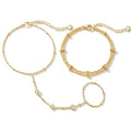 Gold Bracelets for Women, 14k Gold Plated Hand Chain Bracelet, 2 Pcs Ring Bracelets for Women Trendy Dainty Cubic Zirconia Bracelet Ring Bracelet Hand Jewelry Adjustable 6.3'+2' - style: 3 CZ-2 Pcs