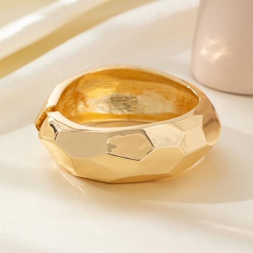 YMBYCM Gold Chunky Bangle Bracelets for Women Trendy Wide Chunky Cuff Bracelets Wrap Bracelet - style: Gold-2
