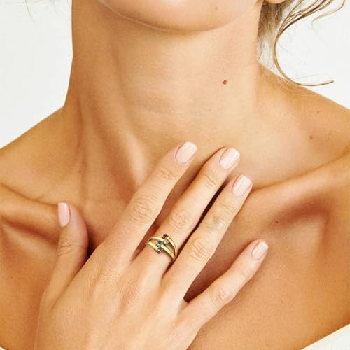 Custom4U Personalized 1-4 Birthstone Rings for Women Promise Rings for Her Sterling Silver Mothers Ring Customized Cubic Zirconia Stones Wedding/Valentine's Day/Mother's Day Jewelry Gift for Mom Wife - color: B-4 Names-Gold