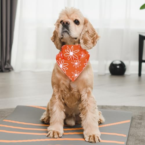 Whaline 4 Pcs Boho Pet Bandanas, Daisy Rainbow Floral Flower | Dog Scarf, Washable, Adjustable Triangle, For Cat Pet Birthday Costume