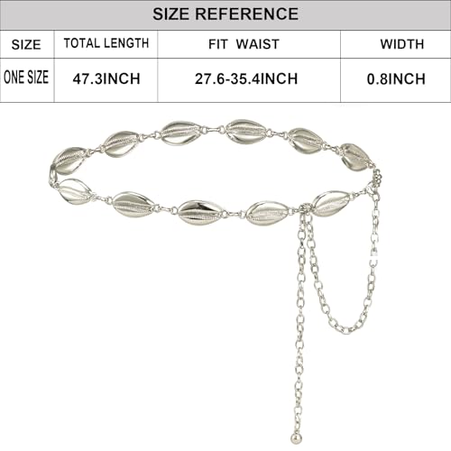 Luvatar Fashion Metal Waist Chain Belt Blouse Dress Sweater Chain Belt… - color: Silver-e8