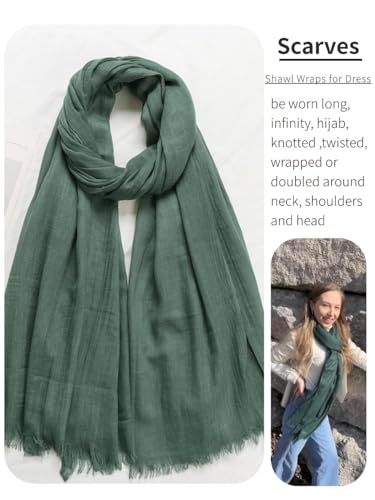 Harewom Lightweight Gauze Linen Feeling Shawl Wraps for Women Beach Summer Scarf for Evening Wedding Dresses - color: Shawl Wraps - Green