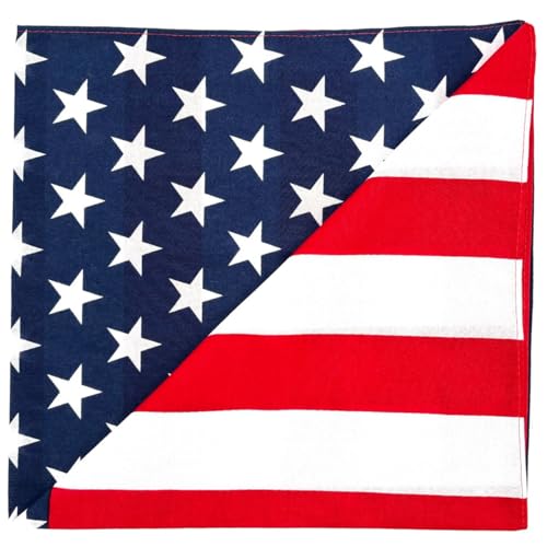 MDSTYLE 100% Cotton Bandana for Men & Women 22" x 22" Paisley Pattern Handkerchief Headband Scarf - color: American Flag