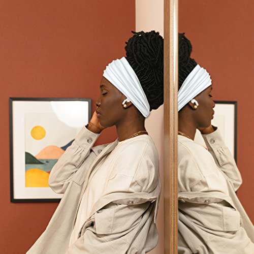 YONUF Wide Boho Headbands for Women Fashion Knotted Headband Yoga Workout Hair Accessories African Head Wrap 4 Pack - color: White, Gray, Red, Blue