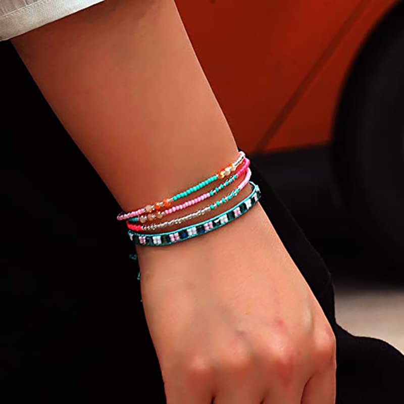 SUMMER LOVE Boho Bohemian Beaded Anklet Bracelets for Women Unique Colorful Pretty Beach Anklet,Handmade - color: Color 2#
