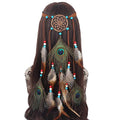 WLBON Halloween Boho Feather Headband Hippie Indian Hair Hoops Bands Tassel Bohemian Headpiece Hairband Women Christmas Wedding Holiday Festival Masquerade Cosplay Dress Up Birthday Party Accessories - color: Dreamcatcher