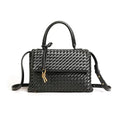 Woven Crossbody Bag for Women, Top Handle Satchel Purse Shoulder Handbag, Woven Handbag - color: Black