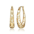 Amazon Collection Sterling Silver Filigree Oval Hoop Earrings - color: Yellow Gold