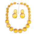925 Sterling Silver Bib Necklace Transparent Polygon Resin Choker, Indian Ethnic Large Collar Big Bib Necklace, Black Chunky Rhinestone For Women Mrs Jewelry, Emerald Statement Colorful Beaded - color: bib necklace yellow set