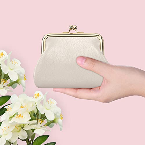 Coin Purse, Small PU Leather Change Purse, Coin Wallet with Clasp, Car Change Holder Pouch for Woman Men Kids Girls, Apricot - color: Apricot