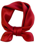 Hioyiwse Satin Square Scarf for Women Solid Color Emulation Silk Handkerchief Hair Ribbon Headband Handbag Purse - color: D5-wine Red(23.6*23.6inch)