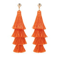BaubleStar Tassel Earrings Handmade Tiered Thread Tassel Dangle Earrings, Multi Colors - color: Russet Orange