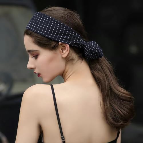 Cotton Like Bandana in Bulk, Head Scarf, Headband, Head wrap, Hair Neck Scarf for Women 22 x 22 inch - color: Bib08 Polka Dot 4pcs