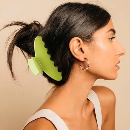 MAORULU Cute Claw Clip for Women – 4.3'' Large Acetate Hair Clips for Thick Thin Curly Long Hair, Durable Hair Clamps Non-slip Jaw Clip, Strong Hold, Stylish French Design (Avocado) - color: Avocado