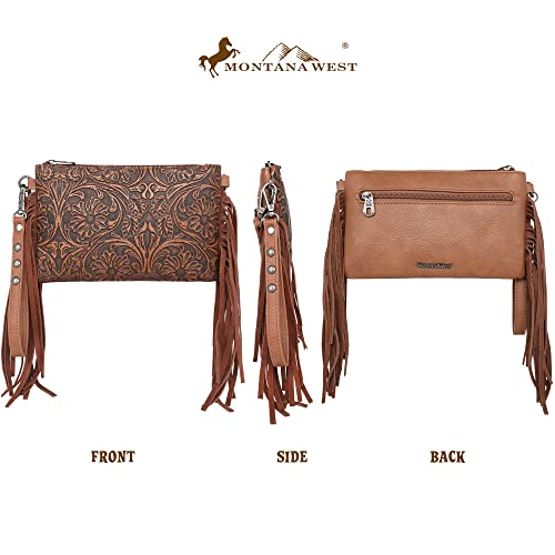 Montana West Western Purse for Women Crossbody Bag Wristlet Clutch Purse - color: A3 Brown