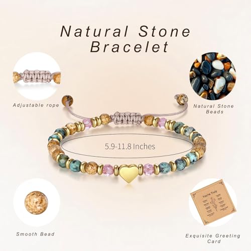 Beaded Heart Bracelet for Women-Adjustable Stretch - color: (Life is Tough)