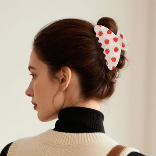 Strawberry Hair Claw Clips for Women Large Hair Clips for Thick Thin Summer Hairpins Aesthetic Jaw Barrettes Cute Strawberry Pattern Claws Fruit Claws Hair Accessories