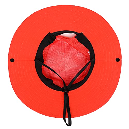 Womens Summer Sun Hat Beach Hat Wide Brim Outdoor UV Protection Hat Foldable Cool Mesh Ponytail Bucket Hat - color: Pure Orange