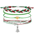 Beach Summer Ankle Bracelet for Women Handmade Braided Adjustable String Anklets Waterproof Surfer Bracelet - color: Christmas tree