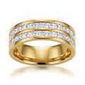 Channel Set Cubic Zirconia Eternity Band Rings for Women Men | 18k Gold Plated Cubic Zirconia,Minimalist Non Tarnish Hypoallergenic Wedding Band Stackable Ring - color: Gold-8mm