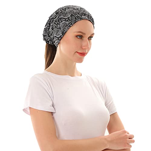 KAKU NANU Women Turban Chemo Beanies Pre Tied Caps Baggy Slouchy Headwear Sleep Scarf - color: Black