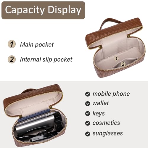 Trendy Shoulder Bags for Women Mini L19 Square Box Satchel Bag Cute PU Leather Crossbody Purse with Adjustable Strap - color: Brown