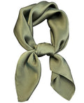 Hioyiwse Satin Square Scarf for Women Solid Color Emulation Silk Handkerchief Hair Ribbon Headband Handbag Purse - color: D14-army Green(23.6*23.6inch)