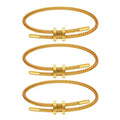 AIMADE Bracelets for Women Adjustable Charm Bracelet, 18k Gold-plated Buckle Design Titanium Steel Wire Rope Women's Gift Jewelry - color: 3pcs-gold