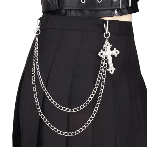 Layered Pants Chain for Men Women Punk Chain Hip Hop Jewelry Clothing Accessories Vintage Jeans Chains - style: Silver two layered