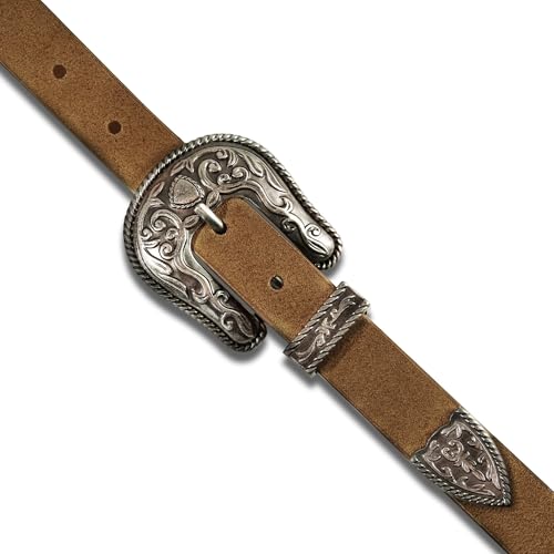 Lucky Brand Women's Western Leather Belt | Classic | Fashion | Vintage | Buffalo Leather | Western-Inspired - color: Suede Western - Mustard, size: X-Large