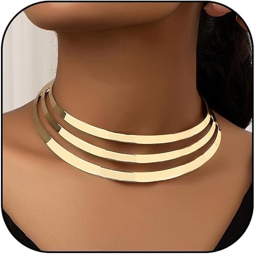 Gold Necklaces for Women Chunky Gold Silver Choker Necklace Statement Egyptian Jewelry for Women Men Gold Costume Jewelry Sets Accessories Gift - color: Chunky gold necklace
