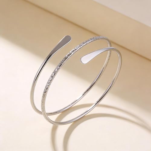 Long tiantian 2PCS Arm Cuff for Women Gold Upper Arm Bangles Bracelet Silver Arm Cuff Jewelry Summer Beach Essentials 2026 - color: 15335-Arm-Silver