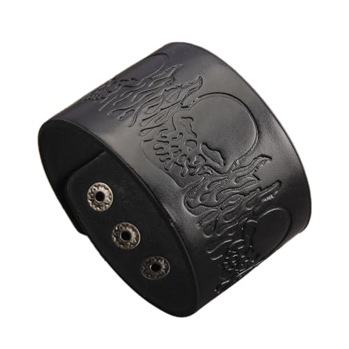 GelConnie Punk Leather Cuff Bracelet Adjustable Straps Wrap Bracelets Arm Armor Cuff Gothic Leather Wristbands for Men, Women - color: MLPB083-Black