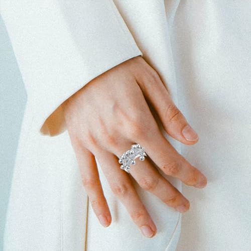 Fashion Dainty Women's S925 Sterling Silver Tassel Grape Dangle Drop Statement Band Ring