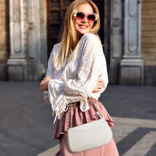 Missnine Purses for Women, Shoulder Bag Small Handbags Vegan Leather Underarm Bags Trendy Hobo Cute Clutch Purse - color: 3-beige【multi-pockets】