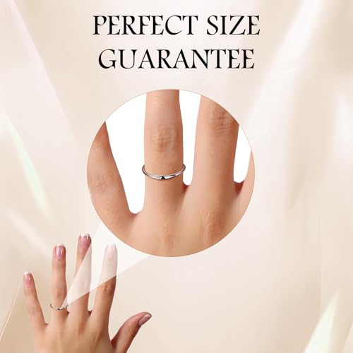 925 Sterling Silver Heart Ring for Women, 1mm Ultra Thin 14K Plated Gold Hypoallergenic Wedding Band with Black/Yellow/Red/Blue/Pink Love, Promise Stack Travel Jewelry Gifts Size 5-10 - color: A-Silver-Black