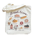 Canvas Tote Bag with Zipper for Women, Aesthetic Tote Bag with Pocket for Vacation, Shopping, Travel, Beach - style: Bread Time
