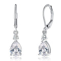 CiNily Teardrop Leverback Dangle Earrings for Women Hypoallergenic 14K Gold Plated Cubic Zircon Drop Earrings Fashion Crystal Earrings for Girls Jewelry Christmas Gifts - color: White Gold-White CZ