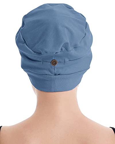 osvyo Cotton Chemo Turbans for Women Cancer Hairloss hat - Cotton Lightweight Headwear Sealed Packaging - color: Cotton Cerulean Blue
